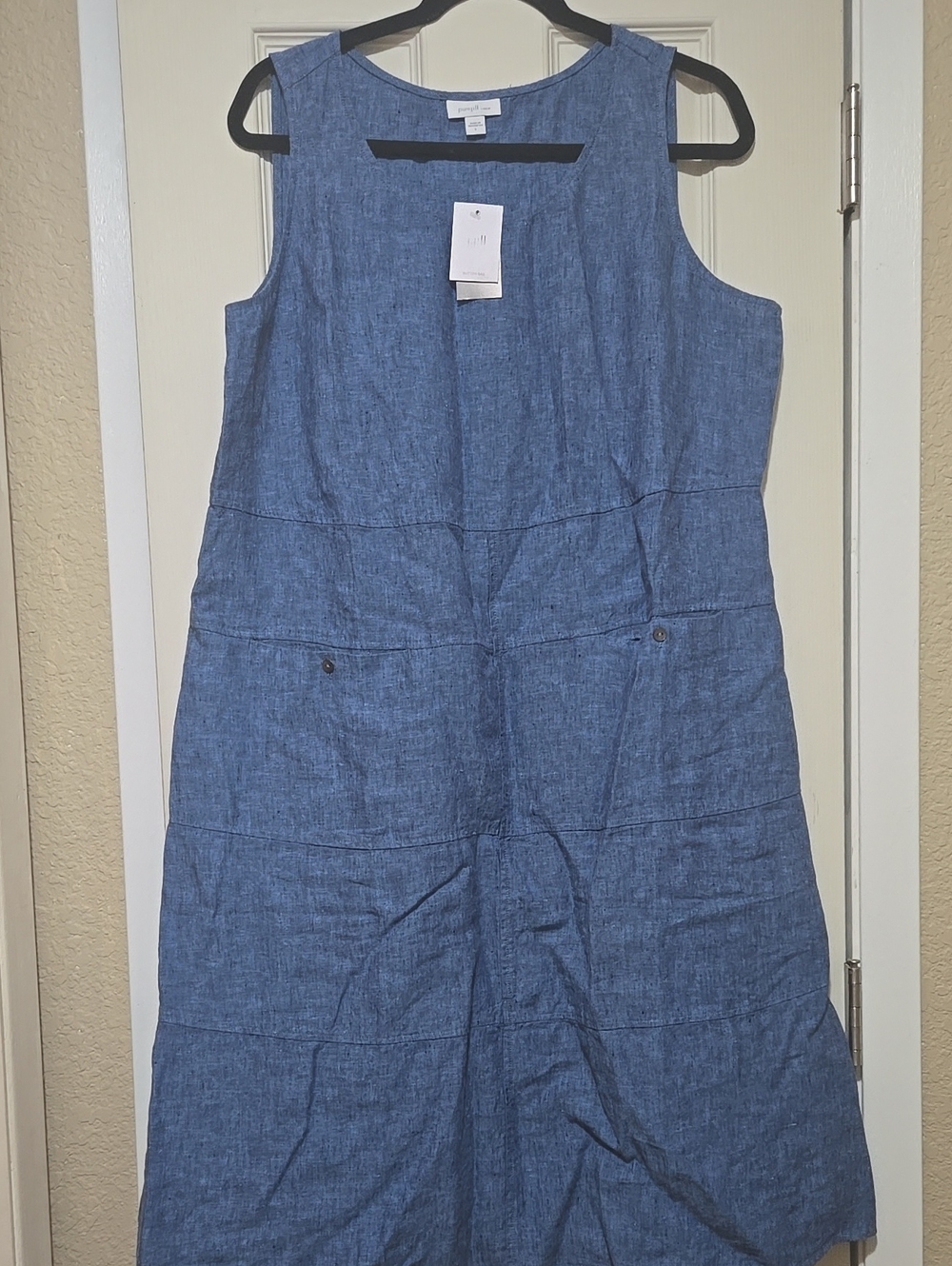 J. Jill Blue Linen-Blend Sleeveless Shift Dress